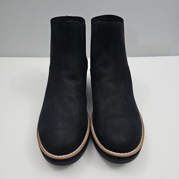 Eileen Fisher Luv Ankle Bootie Womens 11 Black Leather Wedge Chelsea Pull On - Picture 4 of 13